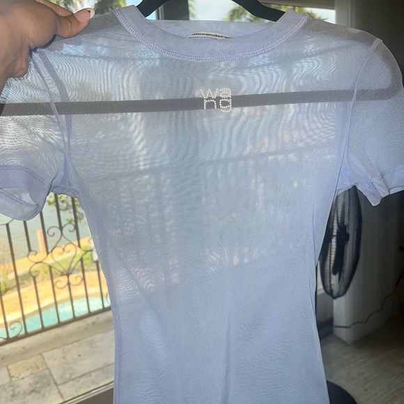Alexander Wang Hotfix short-sleeve mesh T-shirt Baby Blue - Picture 6 of 12